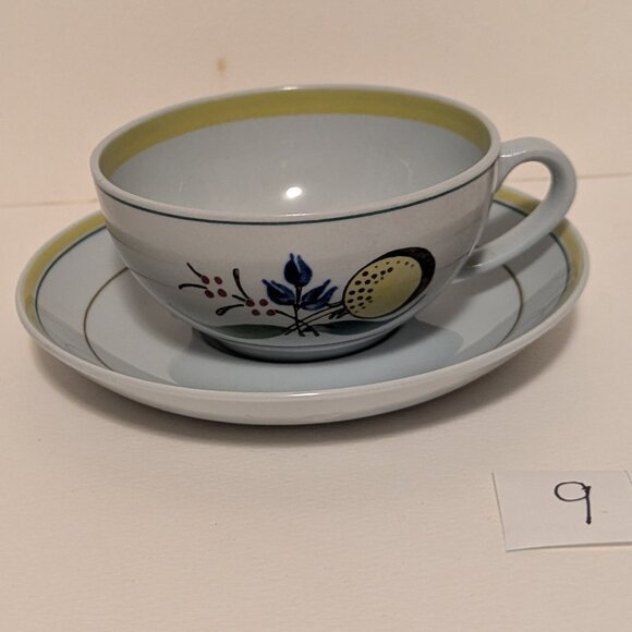 Vintage Handpainted Arabia Finland Windflower Teacup and Saucer with Flaw - Picture 1 of 11